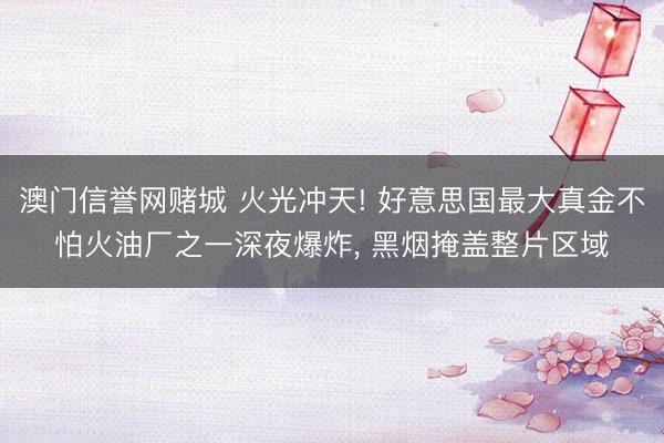 澳门信誉网赌城 火光冲天! 好意思国最大真金不怕火油厂之一深夜爆炸， 黑烟掩盖整片区域